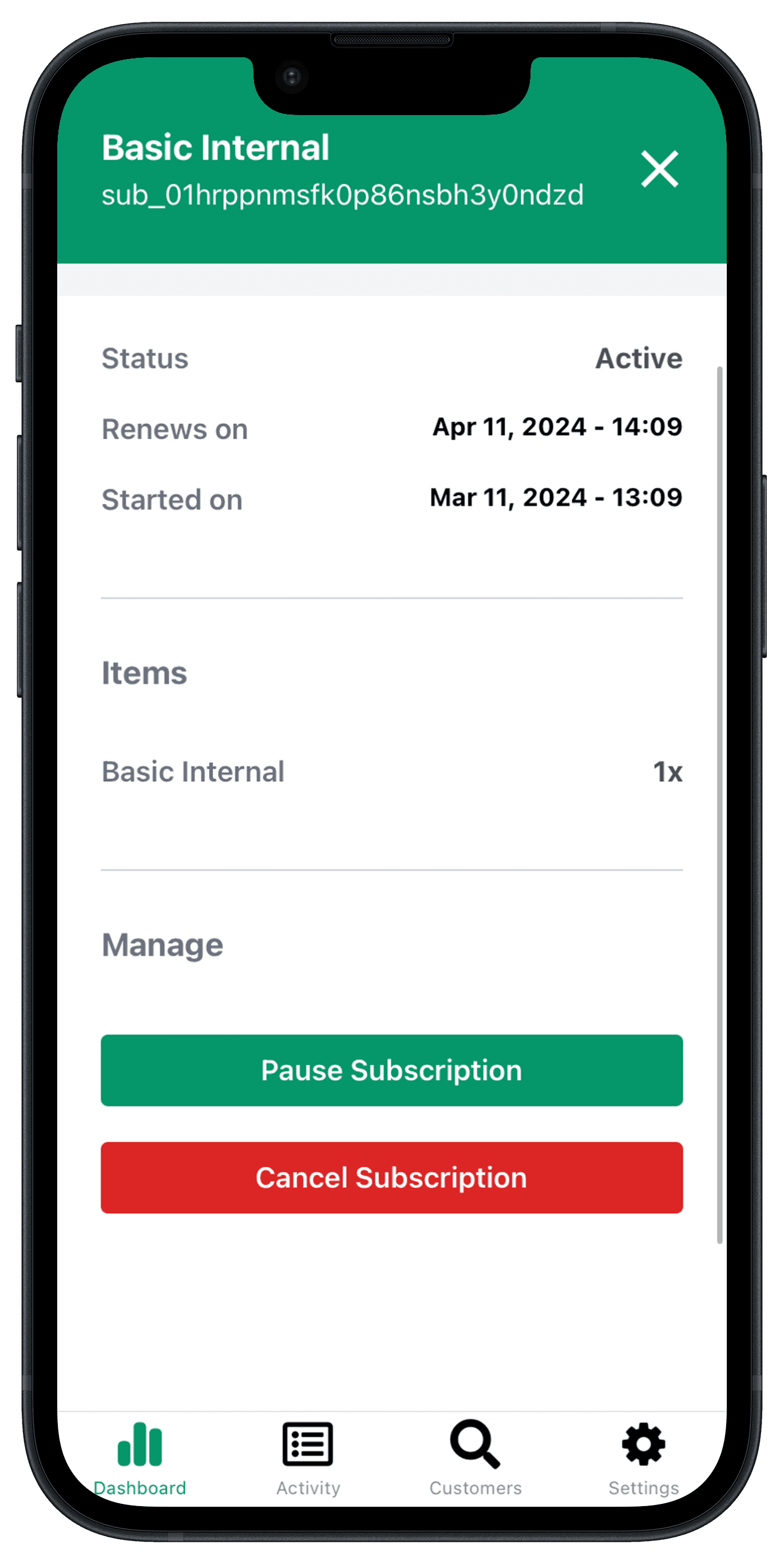 Manage customers, transactions and subscriptions