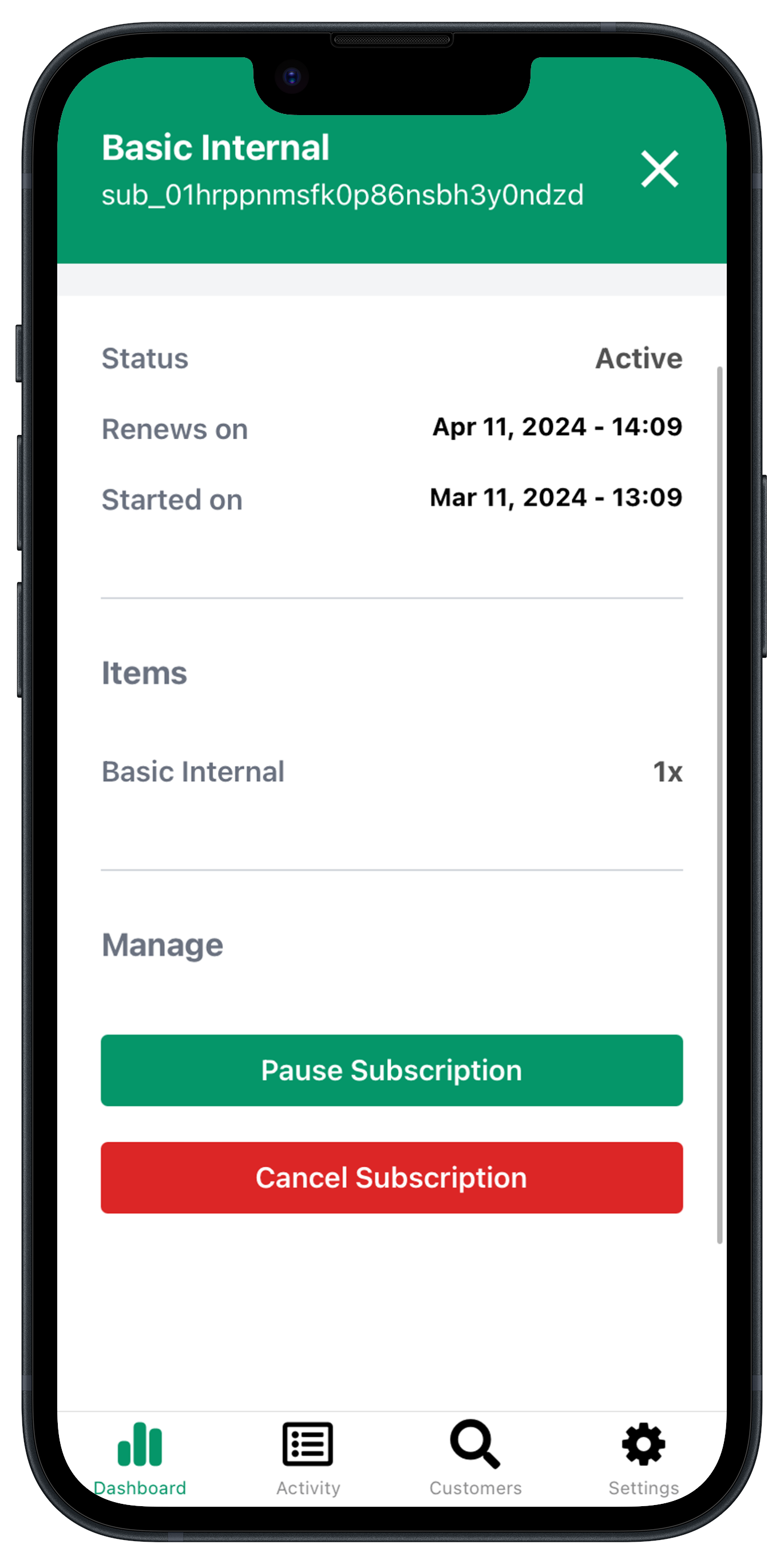 Manage customers, transactions and subscriptions